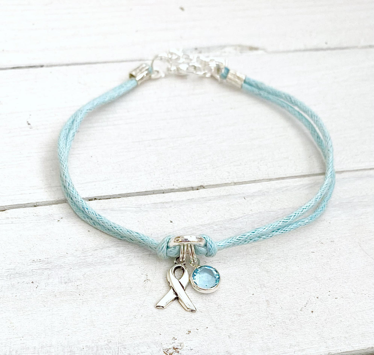 Light Blue Prostate Cancer Awareness Bracelet You Select Bracelet Length