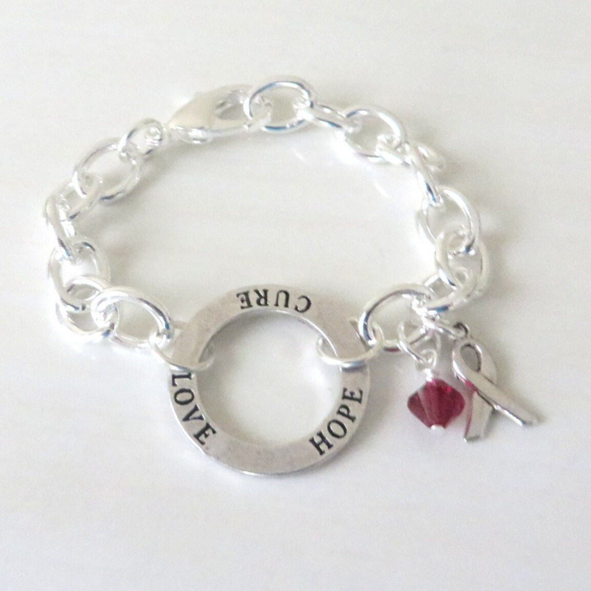 Burgundy Hope Love Cure Awareness Bracelet Multiple Myeloma Oral Cancer Brain Aneurysm Migraine YOU Choose Bracelet Length