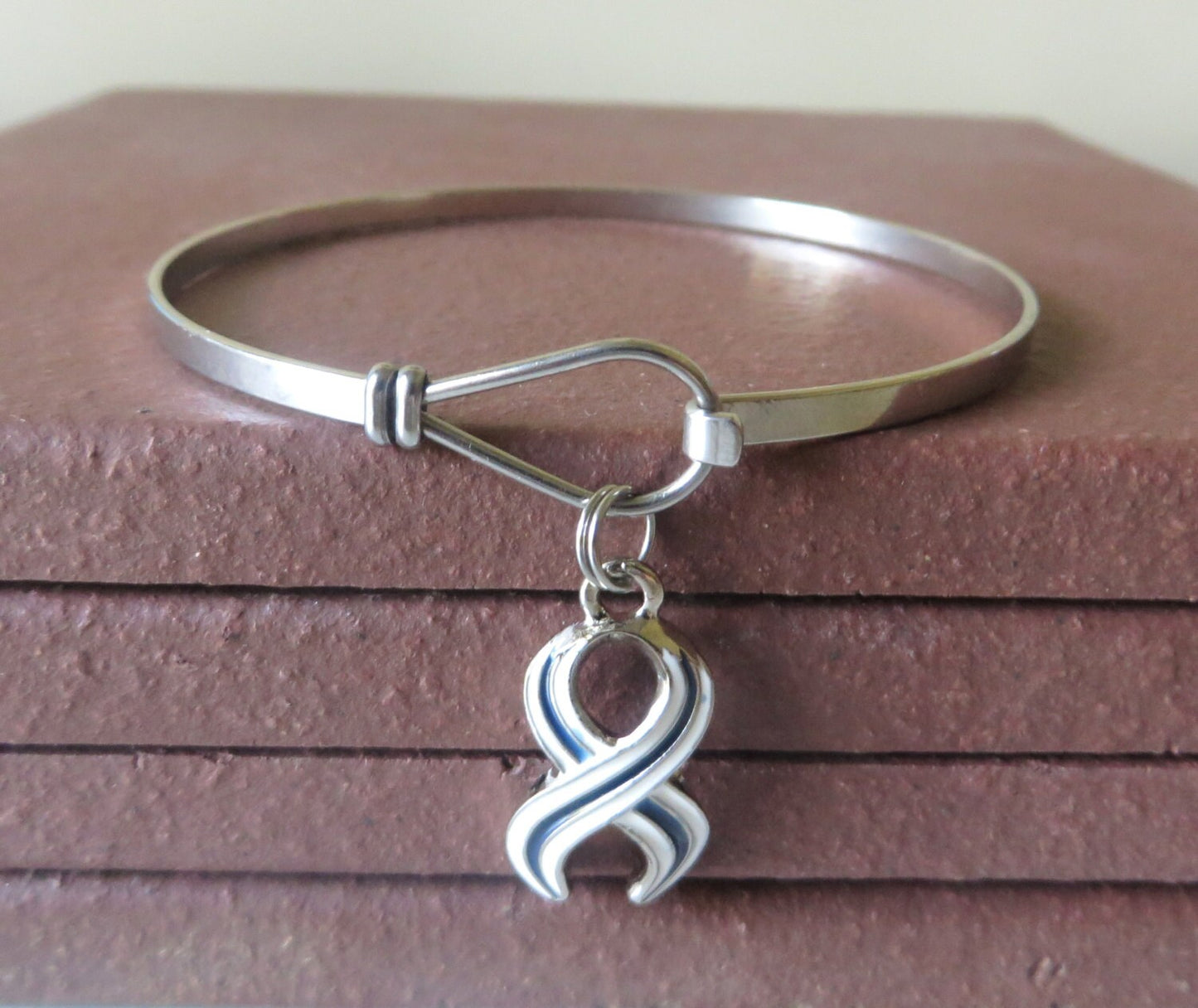 ALS Lou Gehrig's Disease LOVE HOPE Customizable Awareness Charm Stainless Steel Bangle Bracelet With Optional Love Hope and Letter Charm