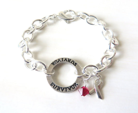Survivor Burgundy Crystal Charm Multiple Myeloma Oral Cancer Brain Aneurysm Migraine Amyloidosis Disabled Adults