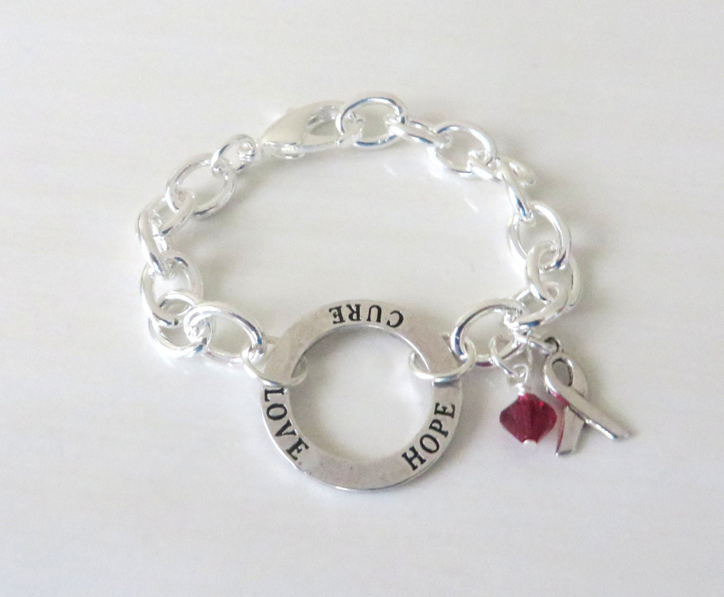 Burgundy Hope Love Cure Awareness Bracelet Multiple Myeloma Oral Cancer Brain Aneurysm Migraine YOU Choose Bracelet Length
