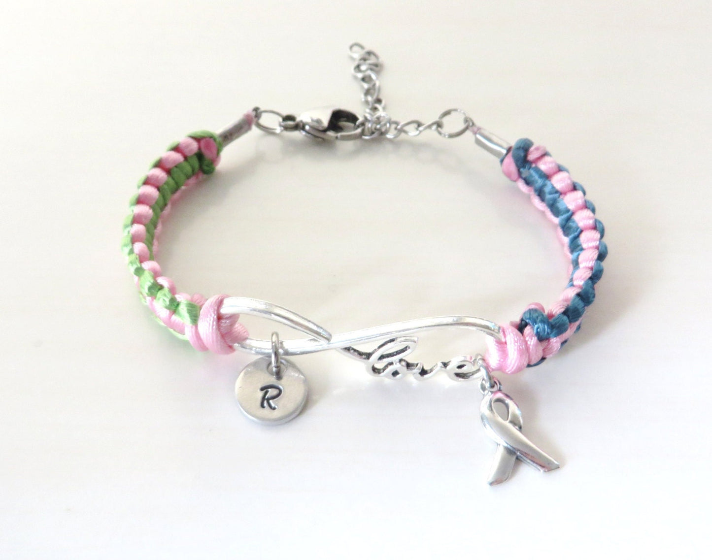 Metastatic Breast Cancer LOVE Charm Bracelet You Choose Optional Letter Charm