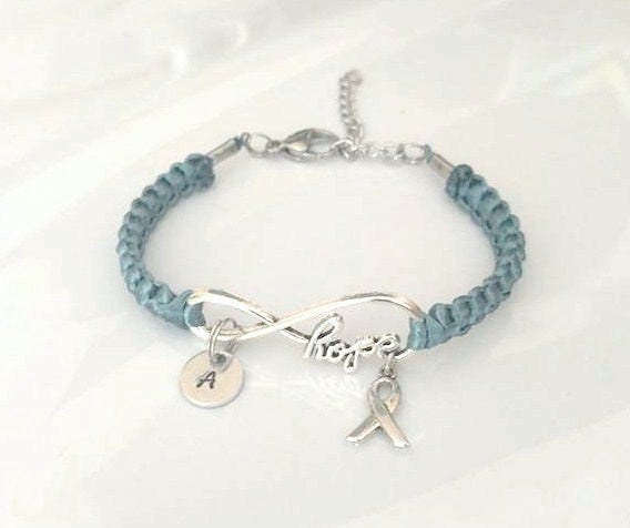 Teal Awareness HOPE Charm Bracelet Ovarian Cancer Tourettes Syndrome Hydrocephalus Ocd Anxiety Ptsd Sexual Assault Scleroderma POSD Hernia