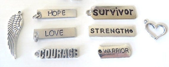 Teal Awareness Zipper Pull Key Chain YOU Select Charms Ovarian Cancer Tourettes Scleroderma Hydrocephalus PTSD Pcos