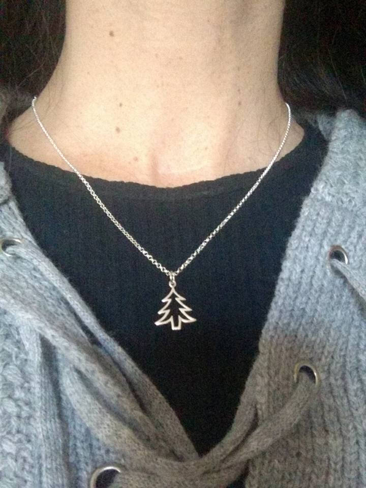Christmas Tree Sterling Silver Winter Necklace YOU Choose Chain Length