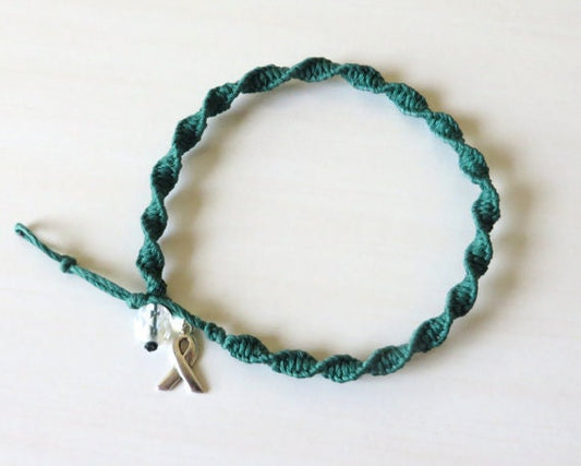 Anklet Green Awareness Ribbon Charm Kidney Lyme Disease Organ Tissue Donation Bipolar Juv Diabetes CP Glaucoma Tourettes Mental Health