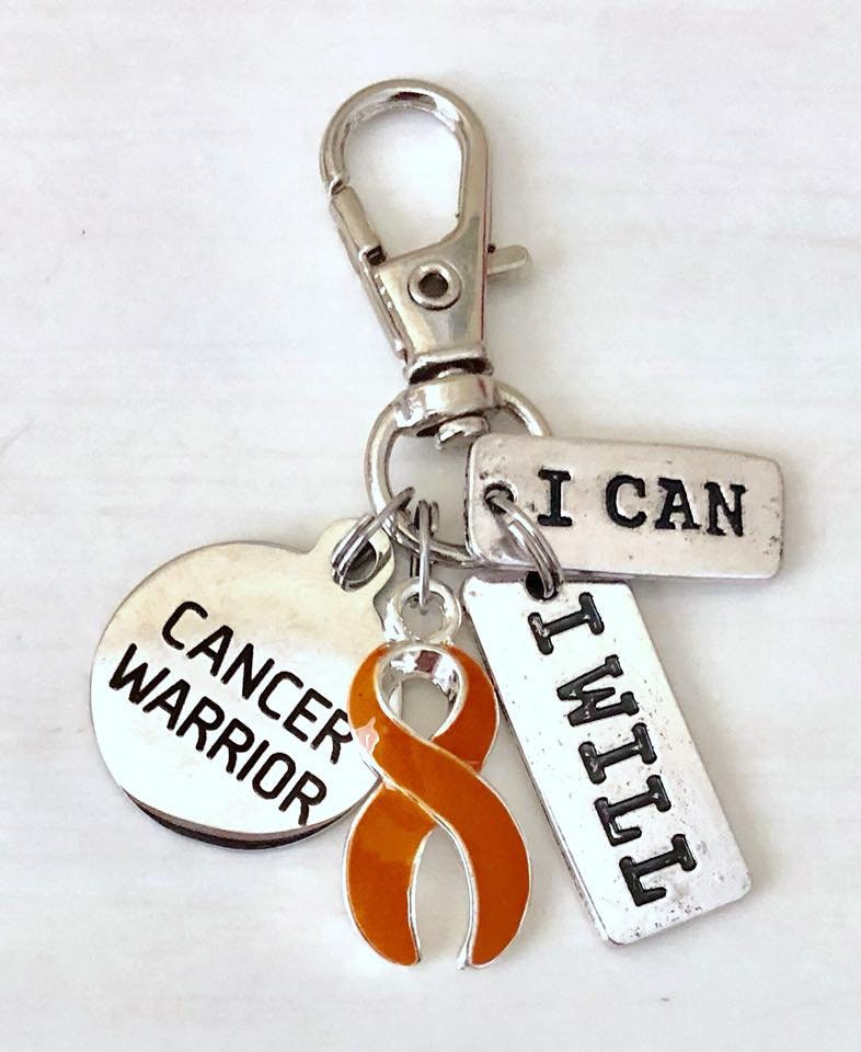 Leukemia Cancer Warrior Key Chain Zipper Pull Orange Awareness Ribbon Charm I Can I Will
