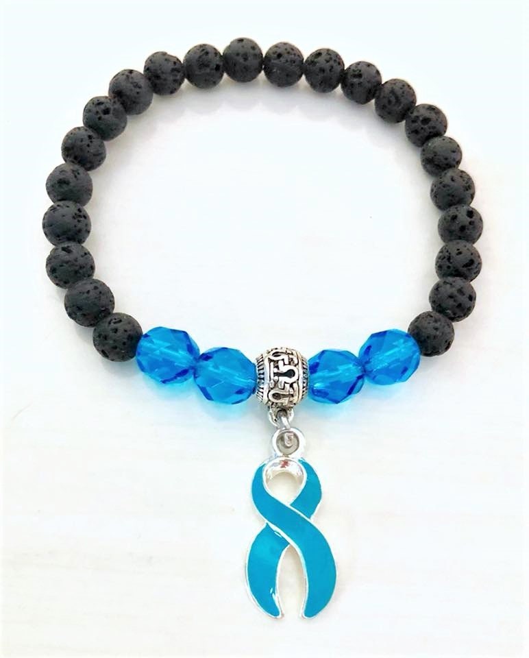 Turquoise Aromatherapy Essential Oil Relaxation Comfort Patient Caregiver Lava Bead Awareness Stretch Bracelet Dysautonomia