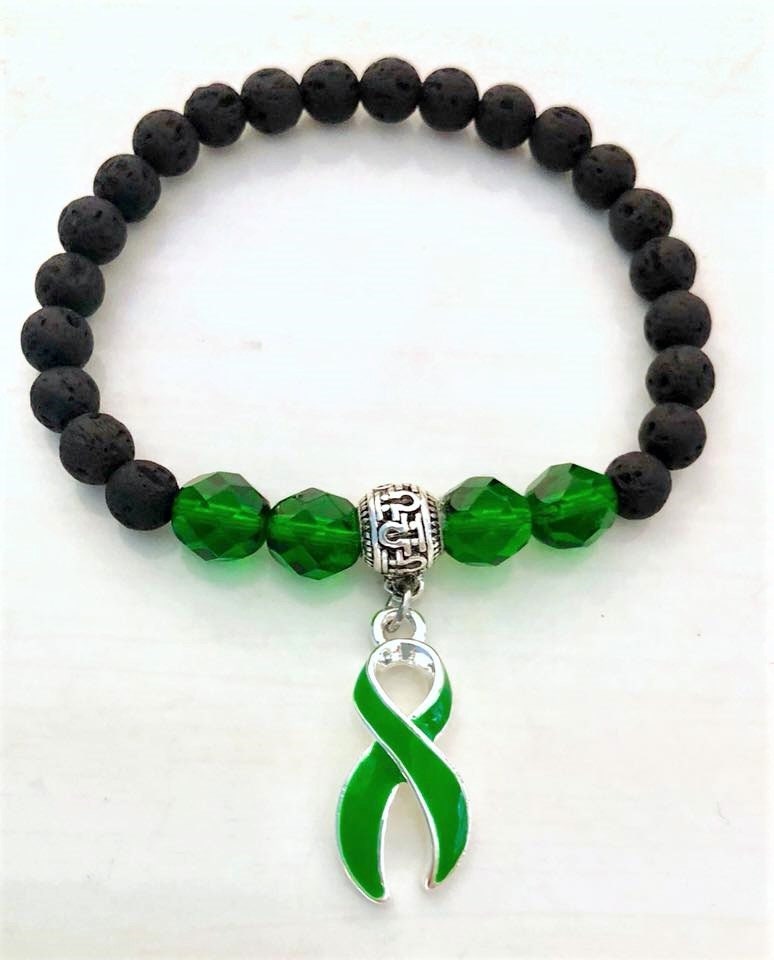 Emerald Aromatherapy Essential Oil Relaxation Lava Bead Liver Cancer Celiac Disease Awareness Stretch Bracelet