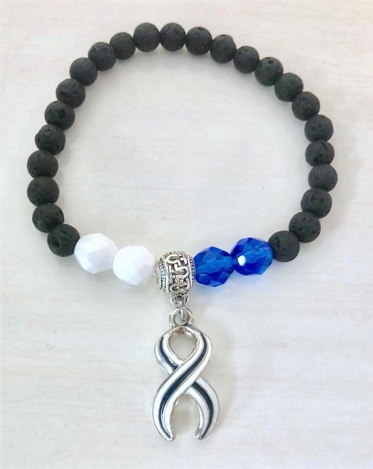 ALS Aromatherapy Essential Oil Relaxation Comfort Lava Bead Lou Gehrigs Disease ALS Awareness Stretch Bracelet