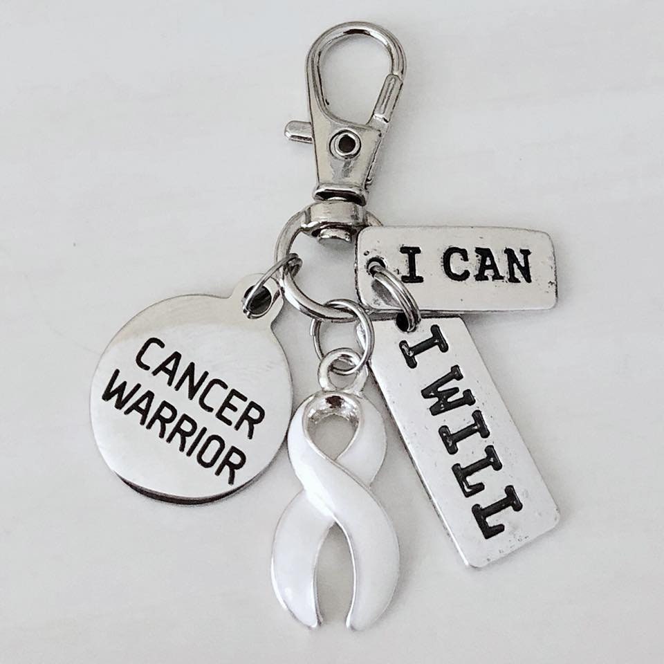 Lung Cancer Warrior Key Chain Zipper Pull I Can I Will