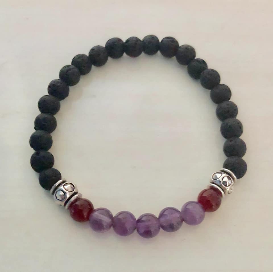 Blood Cancer Leukemia Blood Plasma Stem Cell Donor Amethyst Lava Bead Essential Oil Aromatherapy Therapeutic Stretch Bracelet