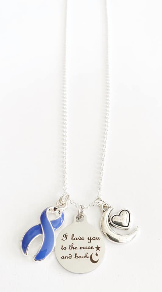 Periwinkle Awareness I Love You To the Moon and Back Necklace You Select Chain Material and Length