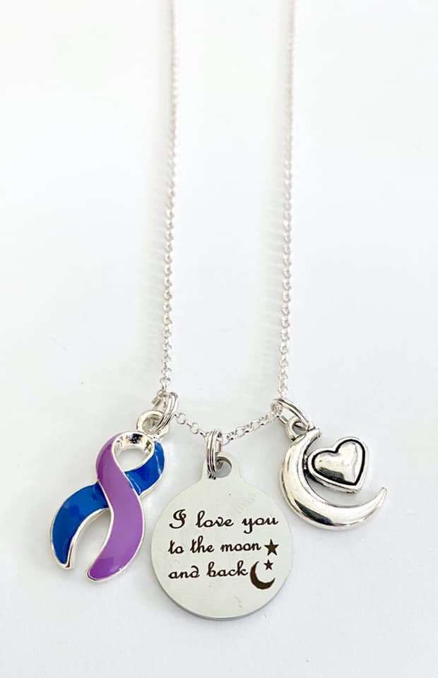 Rheumatoid Arthritis Awareness I Love You To the Moon and Back Laser Engraved Necklace You Select Chain Material and Length