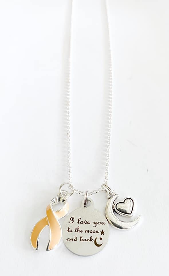Peach Uterine Cancer Awareness I Love You To the Moon and Back Laser Engraved Necklace You Select Chain Material and Length