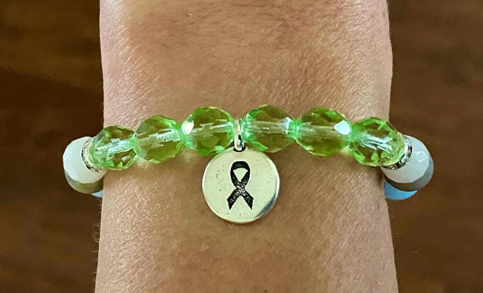 Lymphoma Lime Green Healing Tranquility Peace Awareness Stretch Bracelet Moonstone Amazonite Chalcedony Beads