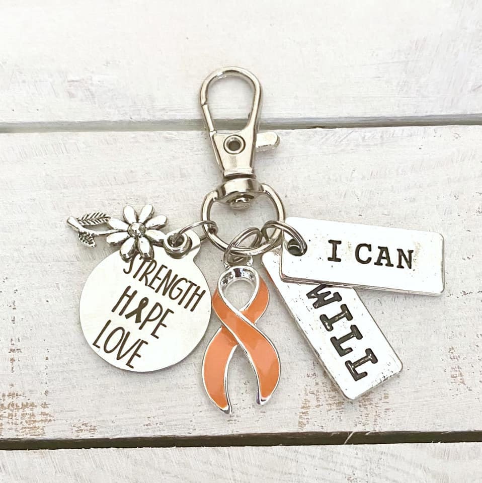Orange Awareness Strength Hope Love Daisy Flower I Can I Will Zipper Pull Leukemia Kidney Cancer ADHD RSD CRPS