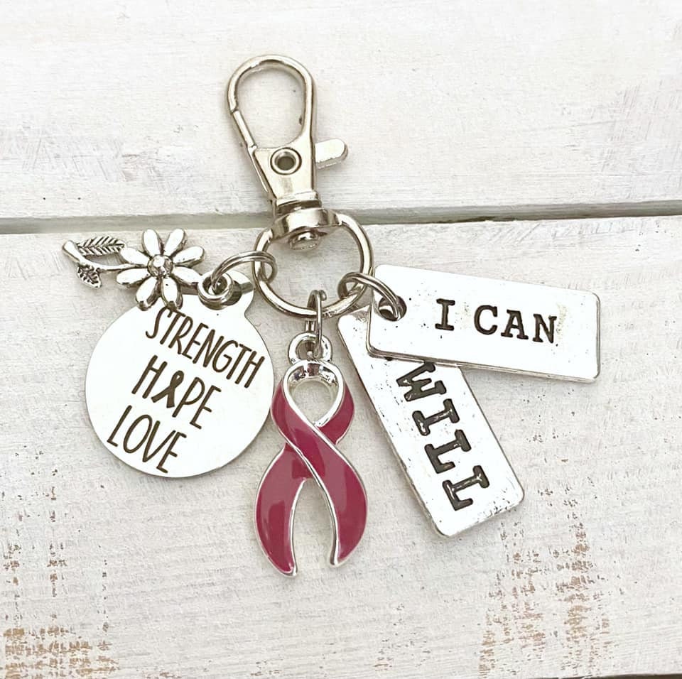 Burgundy Awareness Strength Hope Love Daisy Flower I Can I Will Zipper Pull Multiple Myeloma Aneurysm Migraine Oral Cancer Amyloidosis