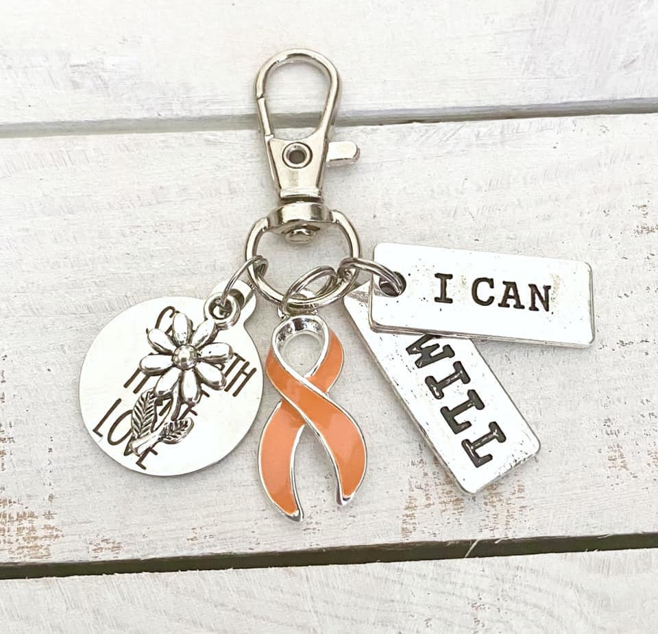 Orange Awareness Strength Hope Love Daisy Flower I Can I Will Zipper Pull Leukemia Kidney Cancer ADHD RSD CRPS