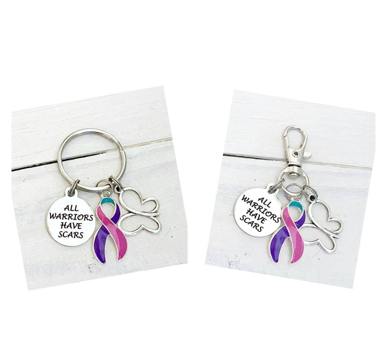Thyroid Cancer Disease All Warriors Have Scars Awareness Butterfly Zipper Pull Key Chain Hashimotos Graves Lupus Hypothyroid Hyperthyroid