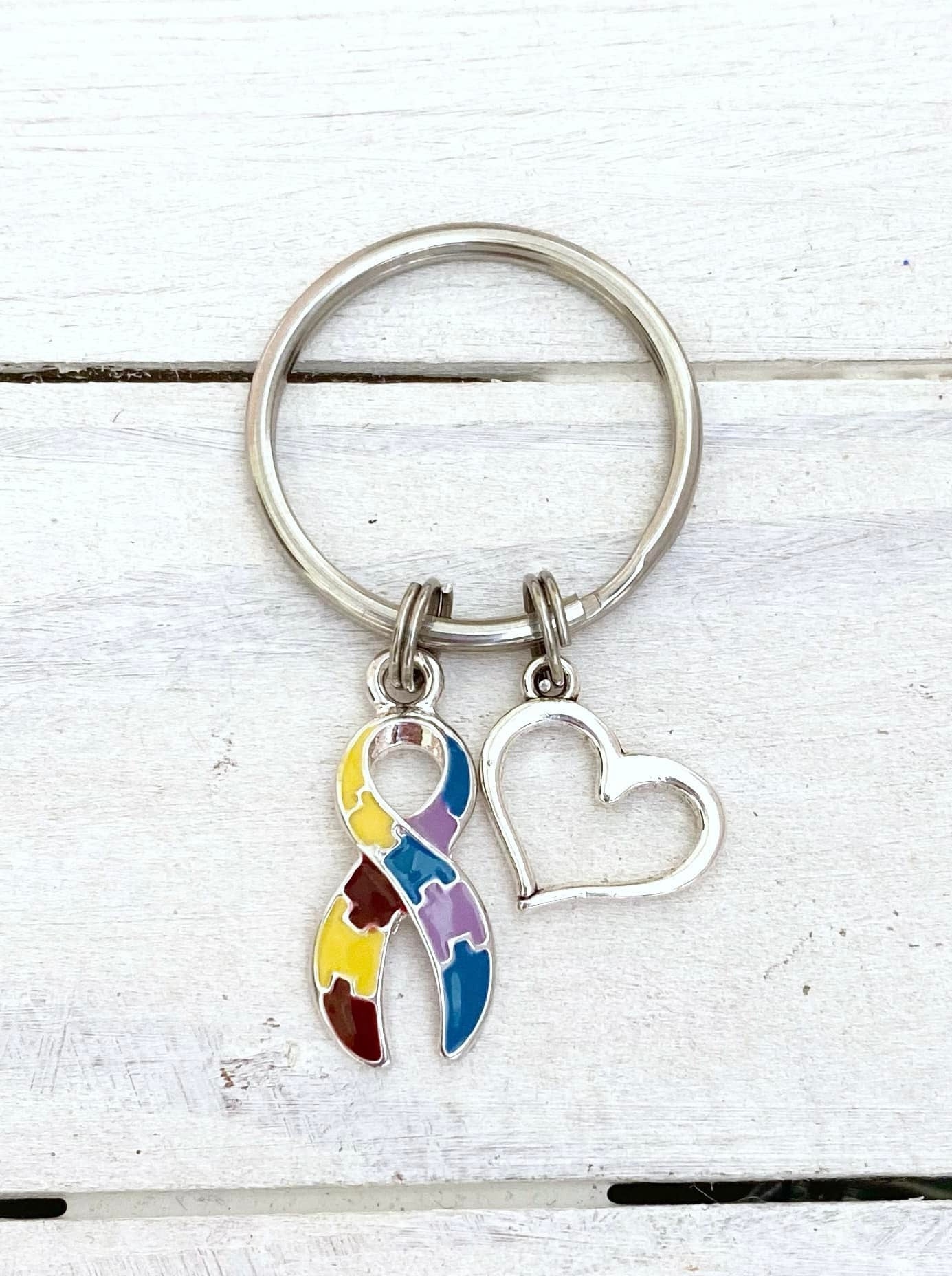 Autism Awareness Zipper Pull Key Chain You Select Your Choice of Charm