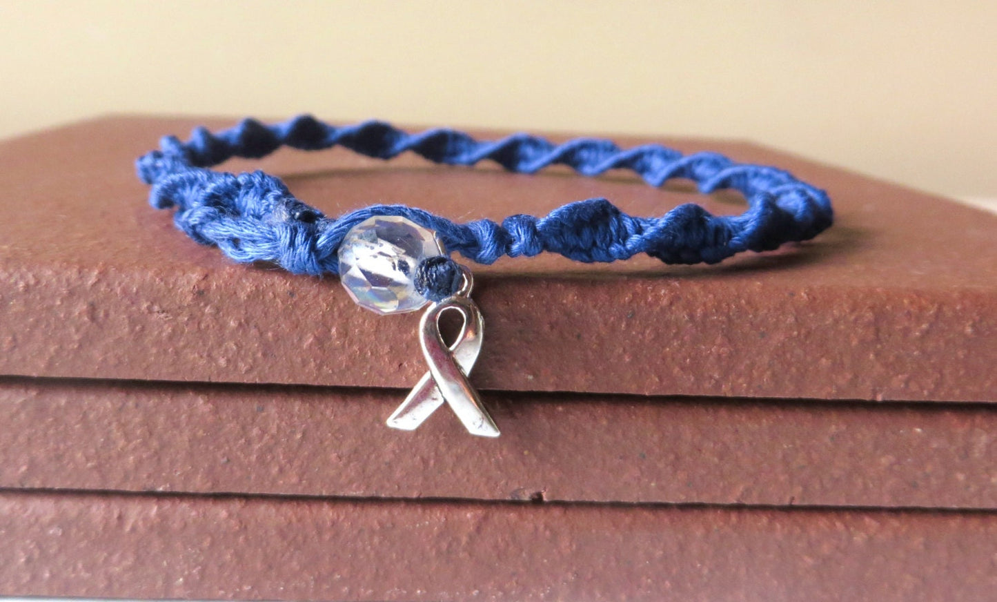 Anklet Blue Awareness Ribbon Charm Colon Cancer Arthritis Child Abuse Dystonia Reyes Syndrome Chronic Fatigue Myalgic Encephalopathy