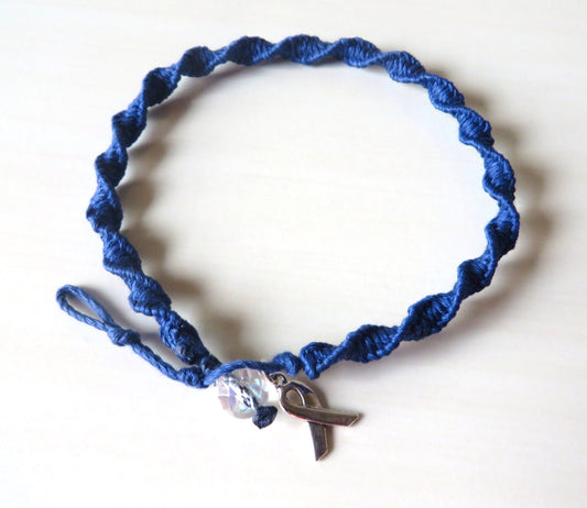 Anklet Blue Awareness Ribbon Charm Colon Cancer Arthritis Child Abuse Dystonia Reyes Syndrome Chronic Fatigue Myalgic Encephalopathy