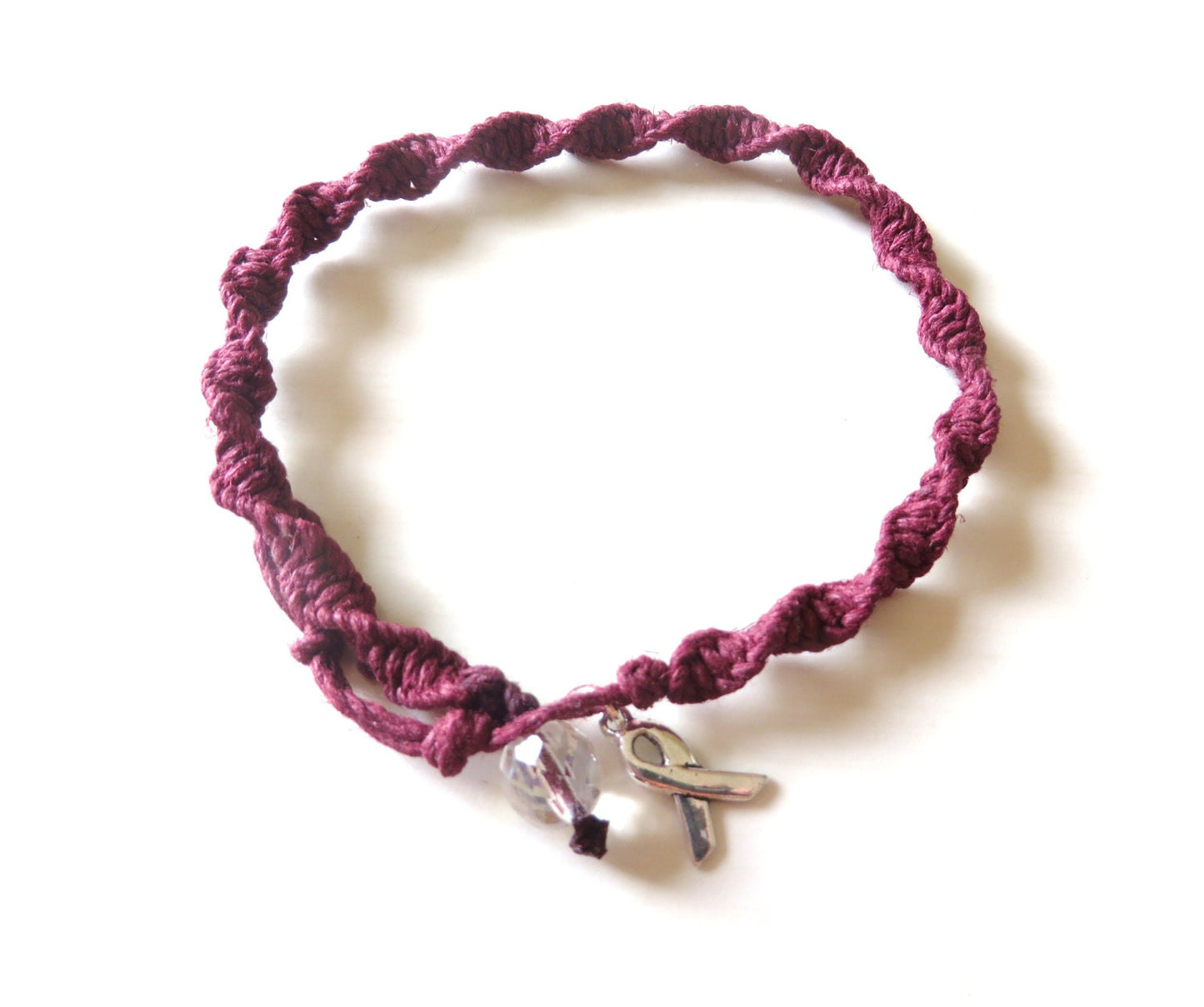 Anklet Burgundy Awareness Ribbon Charm Multiple Myeloma Oral Cancer Brain Aneurysm Amyloidosis Migraine Adults with Disabilities Awareness