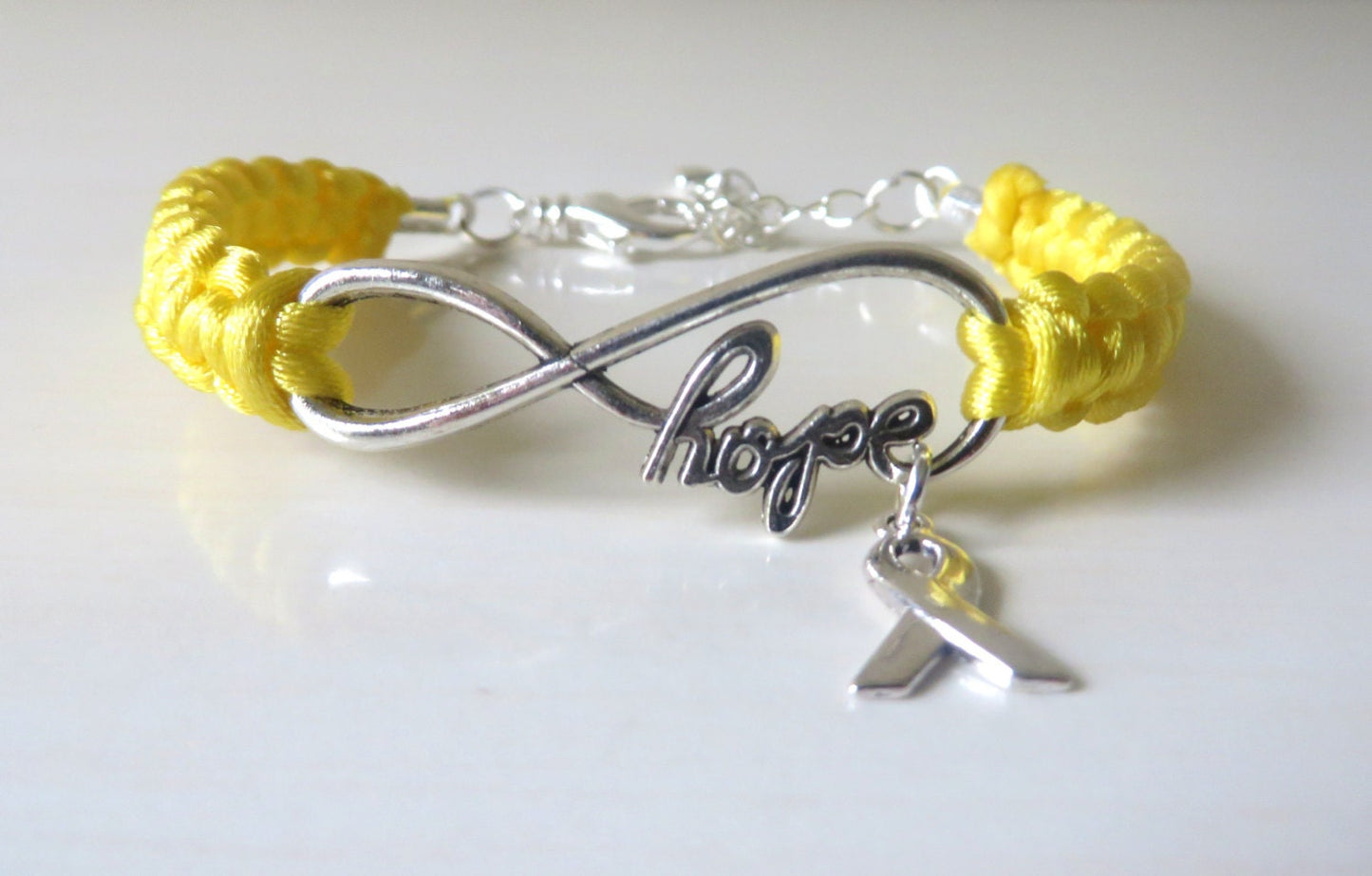 Yellow Awareness Hope Bracelet Endometriosis Bone Cancer Osteosarcoma Spina Bifida Suicide Awareness Liver Diseases Armed Forces Return