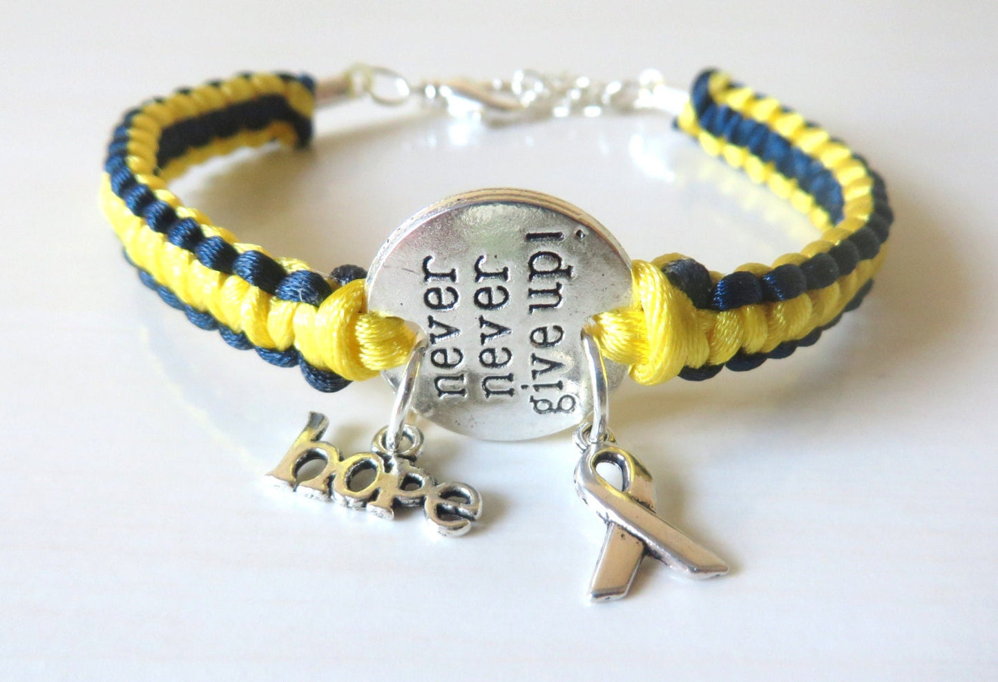 Bladder Cancer Awareness Never Never Give Up Charm Bracelet