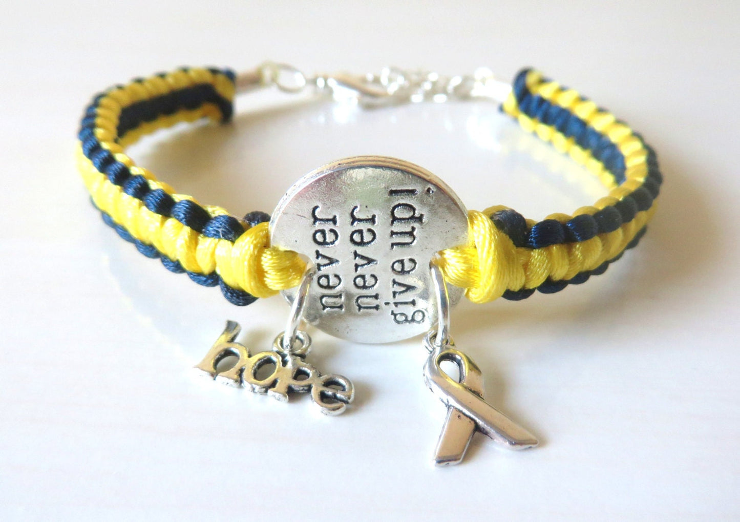 Bladder Cancer Awareness Never Never Give Up Charm Bracelet