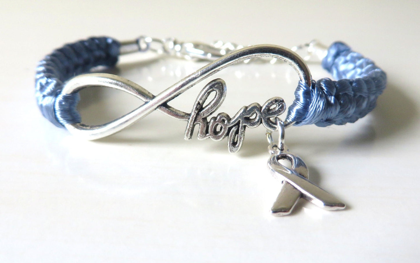 Periwinkle Awareness HOPE Bracelet with Optional Letter Charm Esophageal Cancer Stomach Cancer Eating Disorders Pulmonary Hypertension