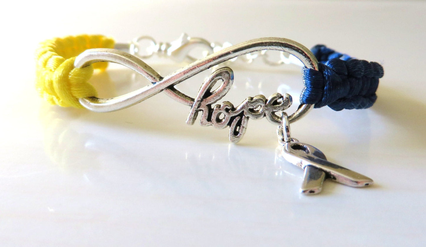 Down Syndrome HOPE Awareness Charm Bracelet With Optional Hand Stamped Alphabet Letter Charm