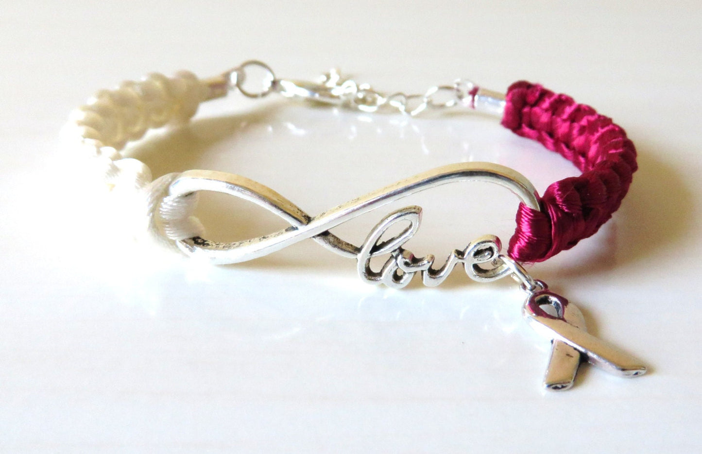 Head and Neck Cancer LOVE Awareness Bracelet Oral Salivary Gland Pharynx Larynx Neck Nasal Cancer Optional Hand Stamped Letter Initial Charm