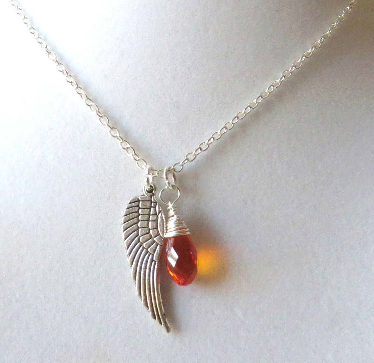 Angel Wing Orange Awareness Loss Pendant Necklace