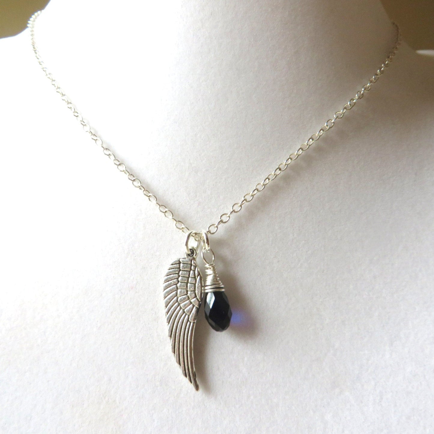 Angel Wing Blue Awareness Loss Pendant Necklace