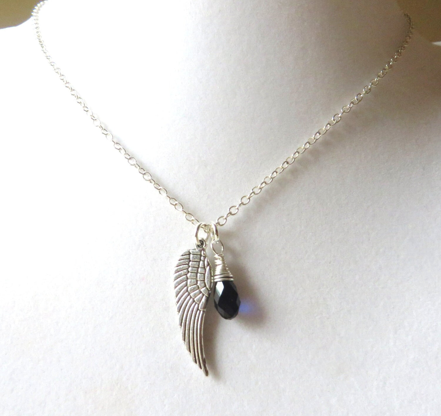 Angel Wing Blue Awareness Loss Pendant Necklace