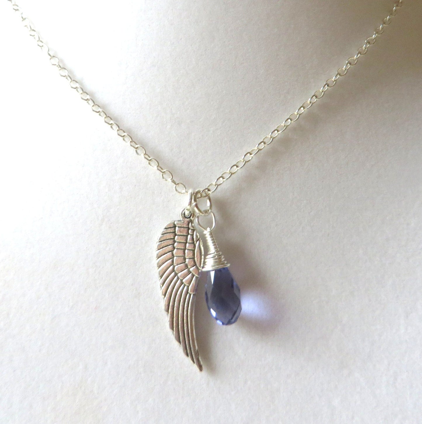 Angel Wing Purple Awareness Loss Pendant Necklace