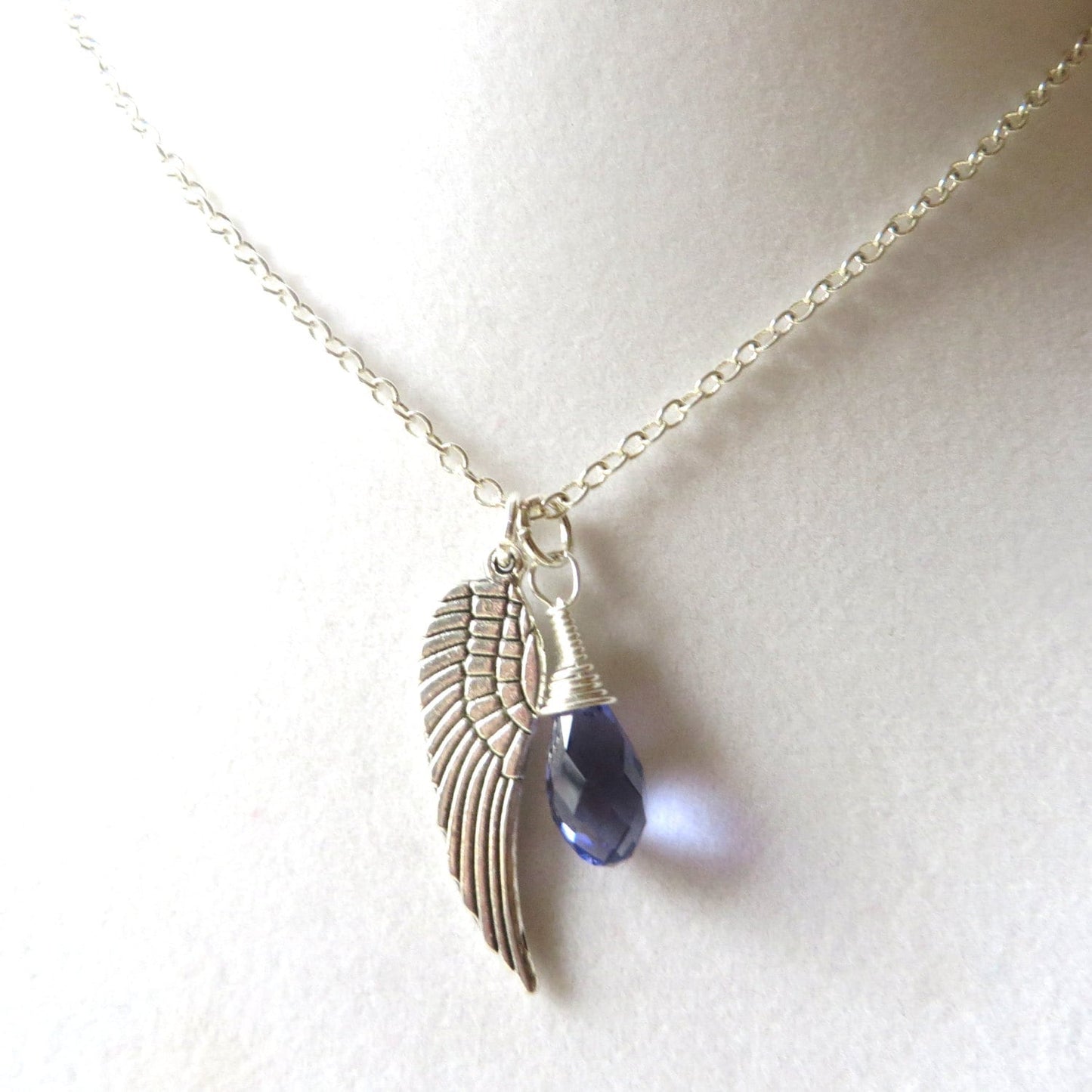 Angel Wing Purple Awareness Loss Pendant Necklace
