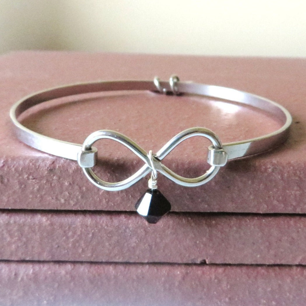 Melanoma Black Awareness Ribbon HOPE LOVE Infinity Bracelet YOU Choose Charm(s)