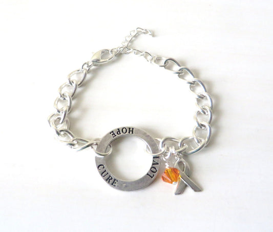 Orange Leukemia, MS, Kidney Cancer, ADHD, Self Injury, Rsd Crps Hope Love Cure Awareness Bracelet YOU Choose Bracelet Length