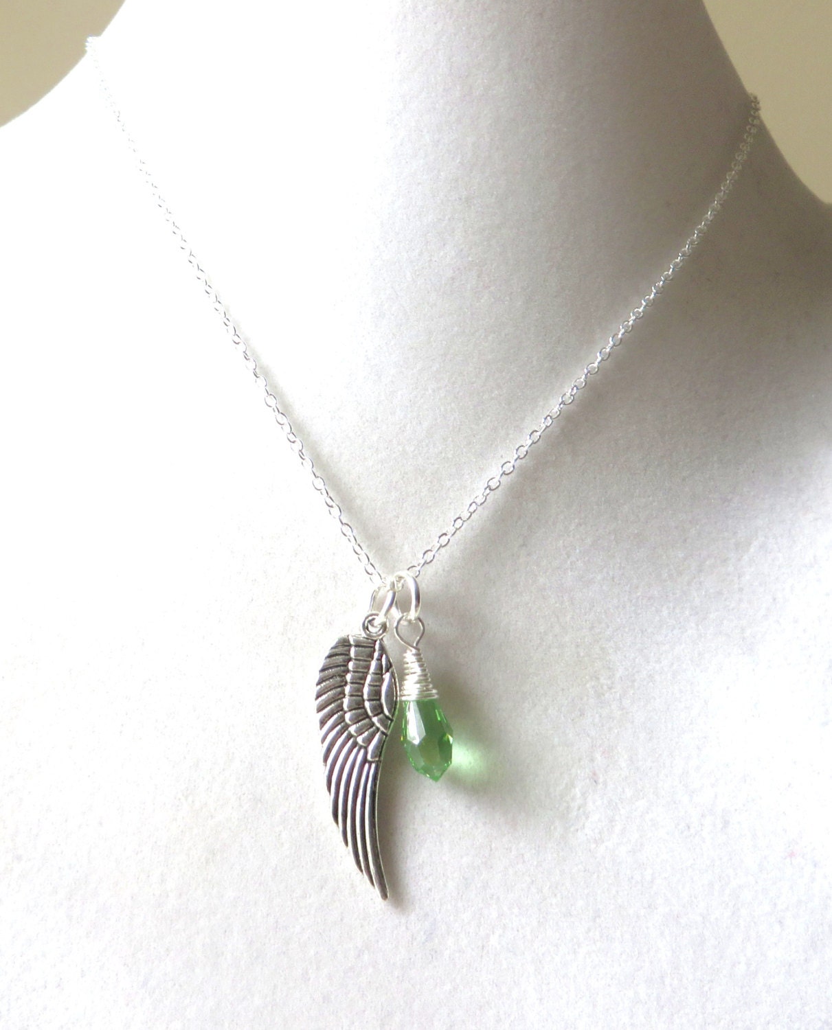 Angel Wing Lime Green Awareness Loss Pendant Necklace