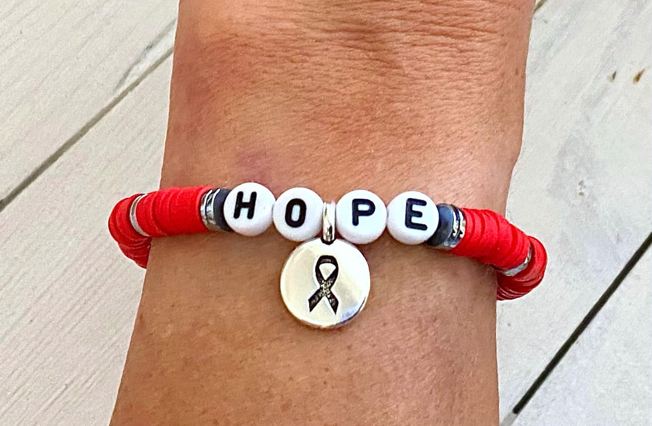 Heart Disease Awareness HIV AIDS Awareness Red Ribbon Stacked Stretch Bracelet Survivor Hope Love You Select Bracelet Length and Wording