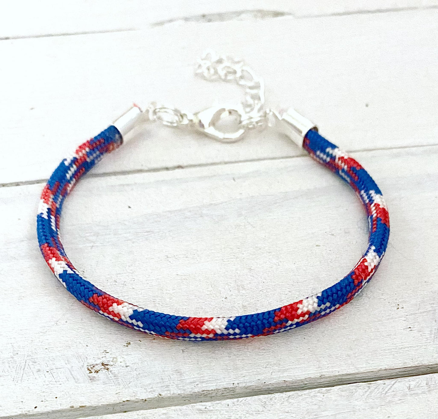 Patriotic USA July 4 Red White Blue Love America Cord Bracelet You Select Charm Choice and Length