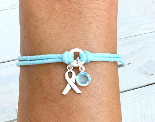 Light Blue Prostate Cancer Awareness Bracelet You Select Bracelet Length