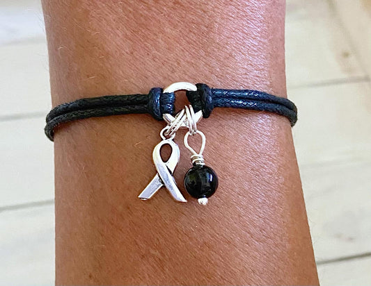 Black Melanoma Skin Cancer Awareness Bracelet You Select Bracelet Length