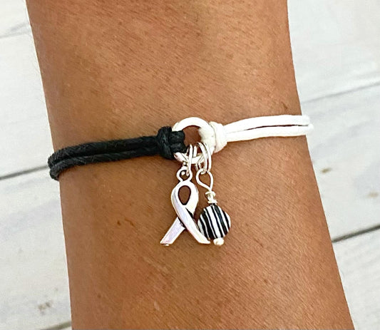 Zebra Print Awareness Carcinoid Cancer CVID Awareness Bracelet You Select Bracelet Length