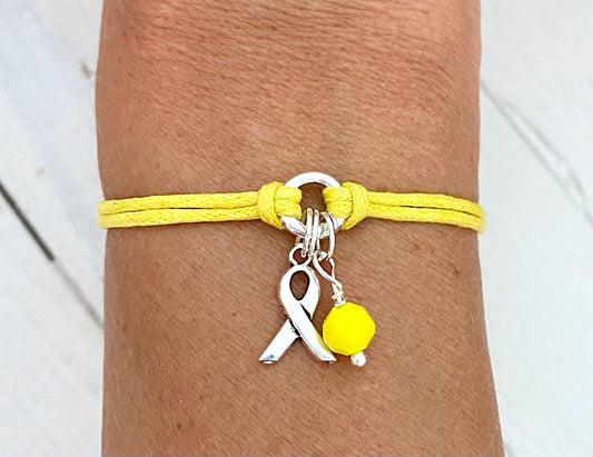 Yellow Awareness Bracelet Endometriosis Bone Cancer Suicide Prevention Armed Forces Return Spina Bifida You Select Bracelet Length