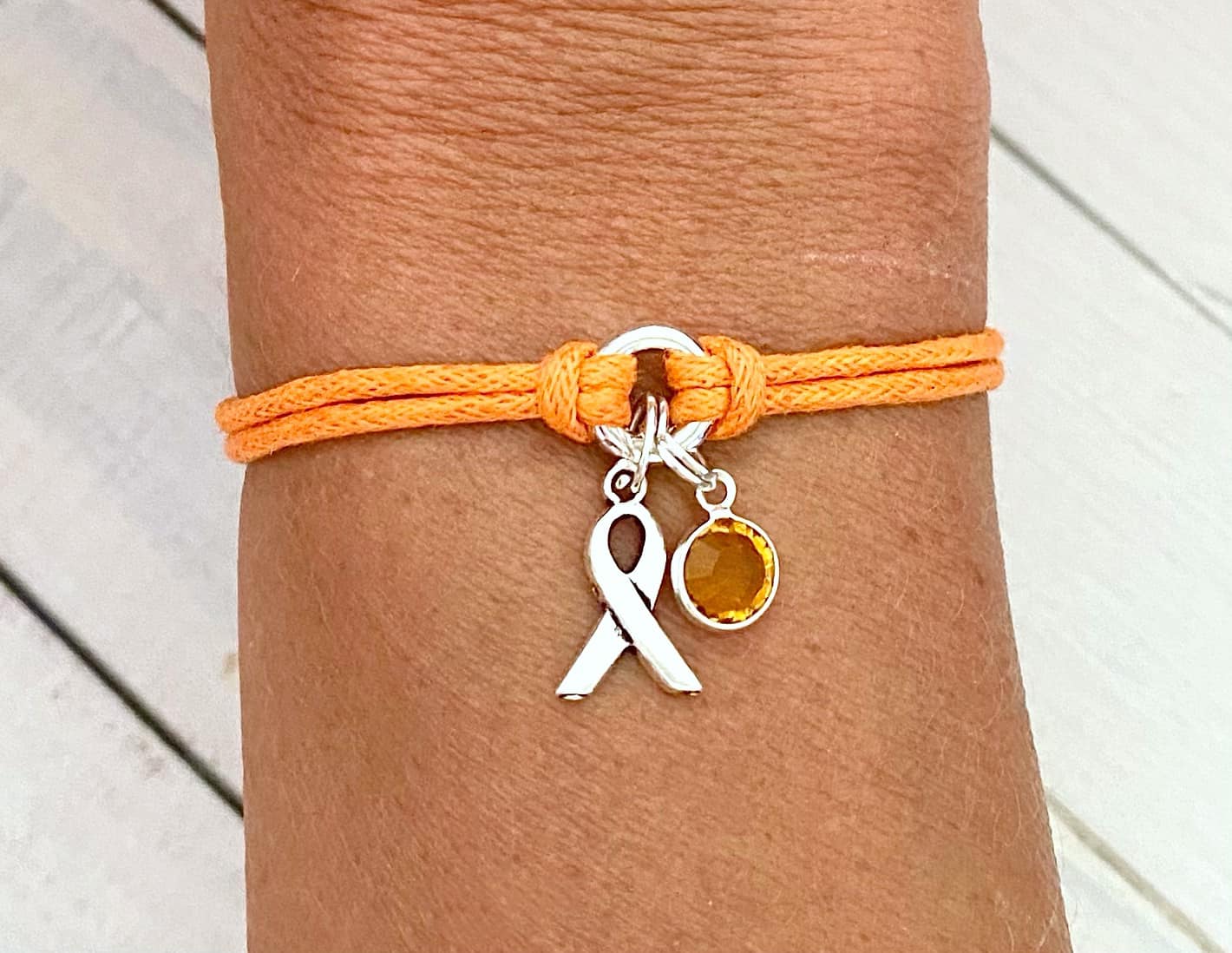 Orange Awareness Bracelet Leukemia Multiple Sclerosis Kidney Cancer ADHD RSD CRPS Self Injury Malnutrition You Select Bracelet Length