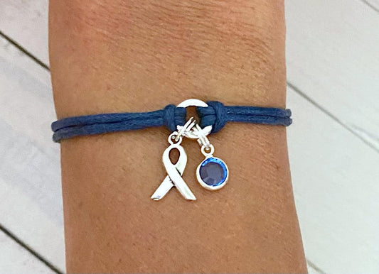 Blue Awareness Bracelet Colon Cancer Arthritis Dystonia Reyes Syndrome Myalgic Encephalopathy Chronic Fatigue You Select Bracelet Length